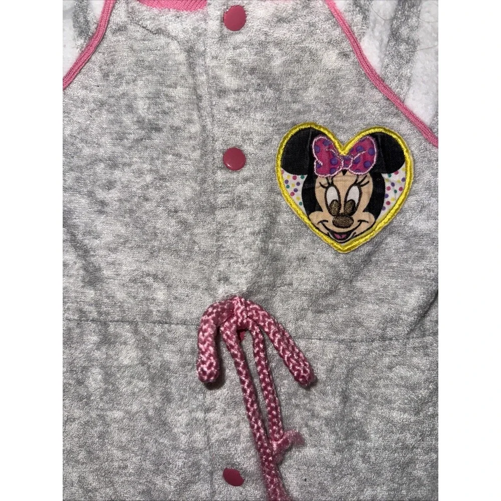 Vintage Playskool Terry Cloth Jump Suit Baby 3-6 Months Gray Pink Minnie‎ Mouse